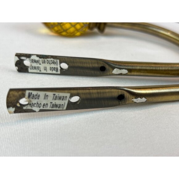 Pineapple Drapery Holdbacks Set Of 2 Amber Mosaic Glass & Brass Curtain - Picture 6 of 8